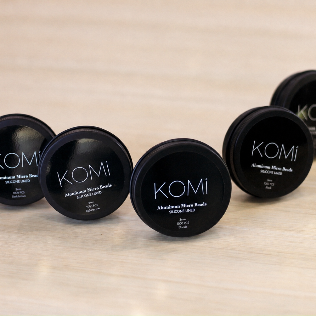 KOMI Silicone-Lined Beads — 3mm | Color-Matched Invisible Micro Beads (1,000 ct)