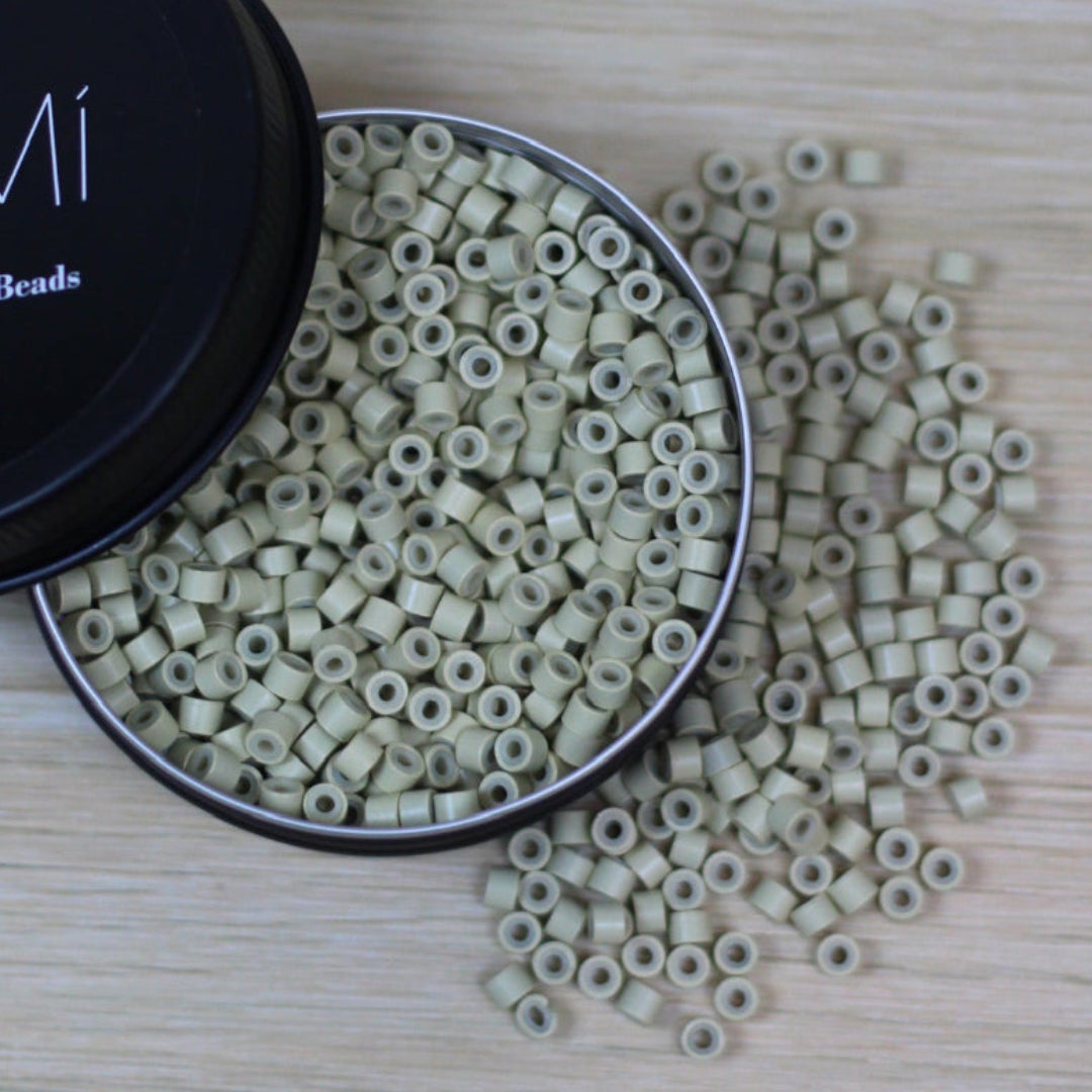 KOMI Silicone-Lined Beads — 3mm | Color-Matched Invisible Micro Beads (1,000 ct)