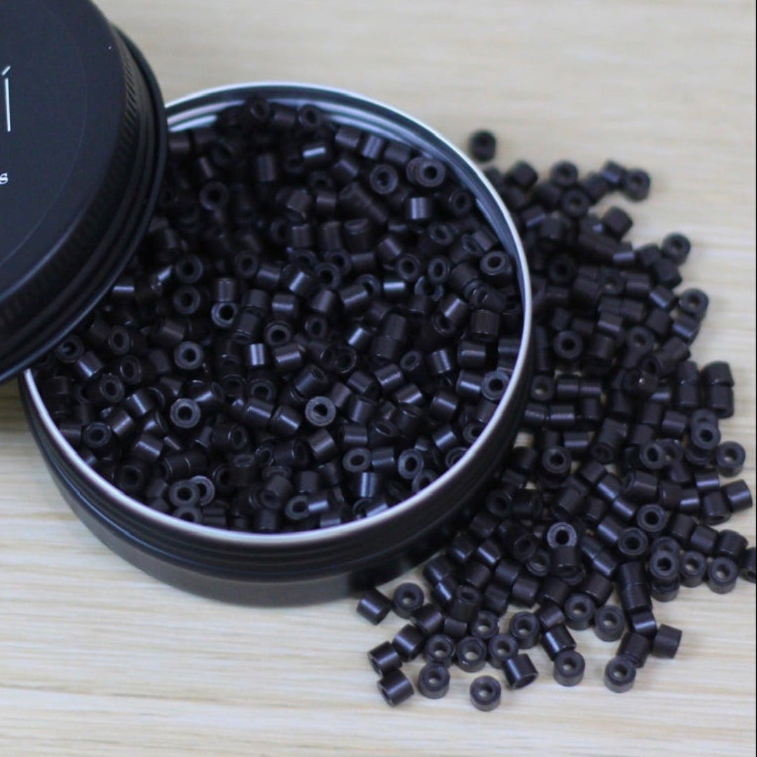 KOMI Silicone-Lined Beads — 3mm | Color-Matched Invisible Micro Beads (1,000 ct)